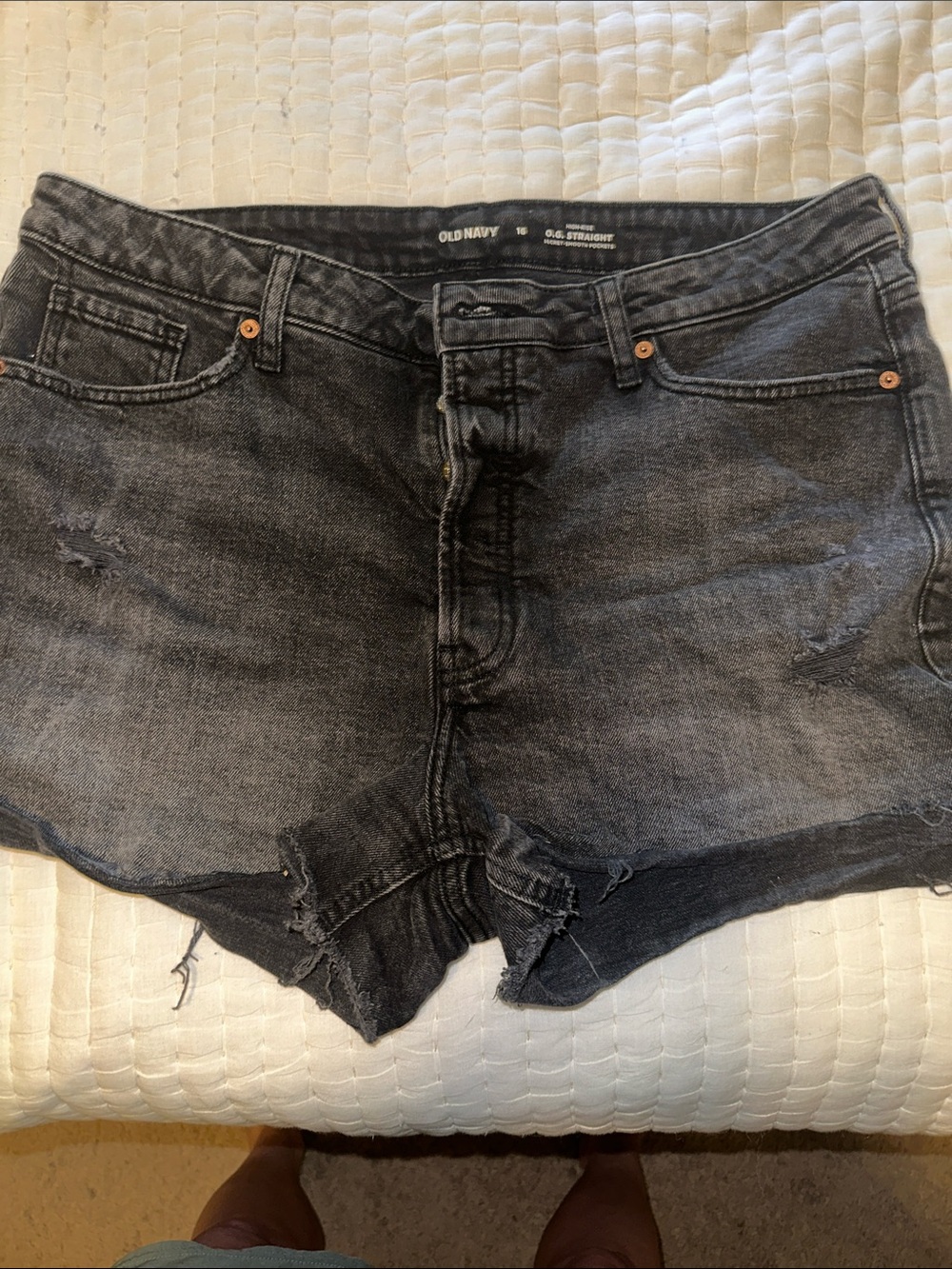 Old Navy Black Washed Distressed Jean Shorts